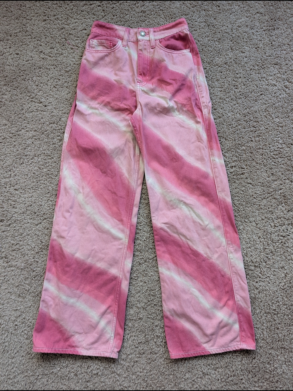 Hollister Womens Pink Highest Rise Vintage Baggy Wide Leg Jeans Size 0S (24x30)